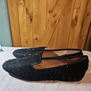 Carvela Black Rhinestone Embellished Loafers Slip On‎ Flats Woman 9   OH08